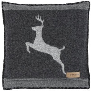 Sofakissen Alpenchic Sedrun anthrazit-grau mit springendem Hirsch Grösse 45x45cm