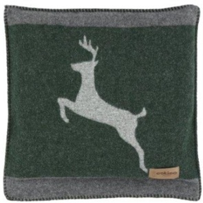 Sofakissen Alpenchic Sedrun grün-grau mit springendem Hirsch Grösse 45x45cm