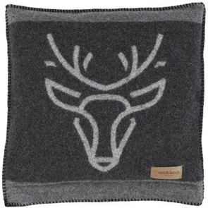 Sofakissen Alpenchic Zernez anthrazit-grau mit Hirschkopf Grösse 45x45cm