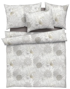 Feinsatin Bettwäsche Tamara-R Selection Anina silber mit zartem Blumendessin