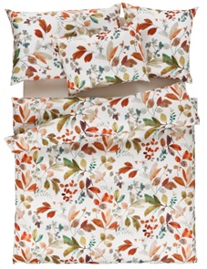 Satin Bettwäsche Tamara-R Selection Emilio mit Laub in Herbstfarben