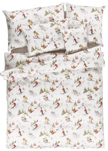 Tamara-R Selection Satin-Bettwäsche Winterplausch mit Skifahrern