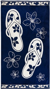 Badetuch Strandtuch mit Flip-Flops und Hibiskusblüten Grösse 100x175cm