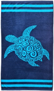 Badetuch - Strandtuch Pavlos in kräftigem blau mit Schildkröte Grösse 90x170cm