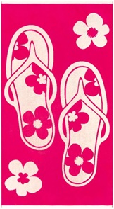 Badetuch Strandtuch Tunga mit Flip-Flops und Hibiskusblüten Grösse 90x170cm