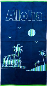 Badetuch Vany mit VW-Bus unter Palmen am Strand Grösse 75x150cm