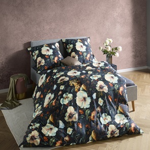 Satin Bettwäsche Fleuresse BedArt-S Farbtrend Golden-Orange mit Gepard und Blumenblüten in der Farbe Braun-03