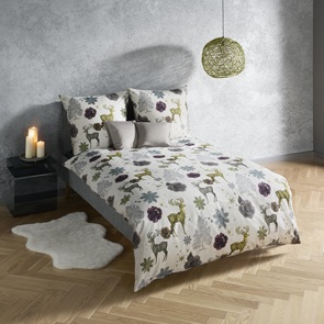 Satin Bettwäsche Fleuresse BedArt-S Farbtrend Golden-Orange mit silbernen und goldenen Hirschen