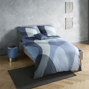 Satin Bettwäsche Fleuresse BedArt-S Farbtrend Indigo mit geometrischem Wellenmuster in der Farbe Blau-02