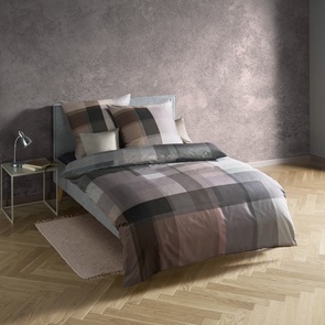 Satin Bettwäsche Fleuresse BedArt-S Farbtrend Mokka-Mousse mit geometrischen Formen in der Farbe Grau-Braun-07