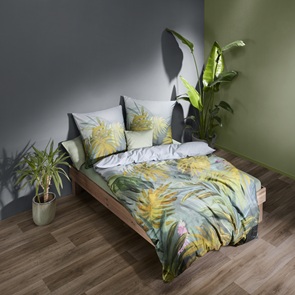 Satin Bettwäsche Fleuresse BedArt-S Farbtrend Rain-Forest mit kräftigem Blättermotiv in der Farbe Grün-05