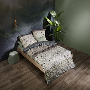 Satin Bettwäsche Fleuresse BedArt-S Farbtrend Rain-Forest mit orientalischem Motiv in der Farbe Grün-Braun-05