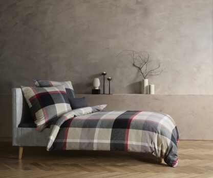 Flanell Bettwäsche-Garnitur Fleuresse Lech-Beige-Rot "Grosse Karo" – Bild 2
