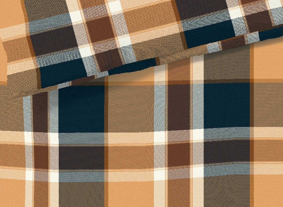 Flanell Bettwäsche-Garnitur Fleuresse Lech-Gold-Blau "Grosse Karo" – Bild 4