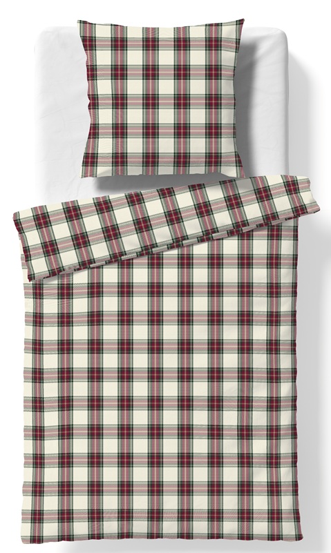 Flanell Bettwäsche-Garnitur Fleuresse Lech-Rot-Beige "Streifen und Karo" – Bild 3