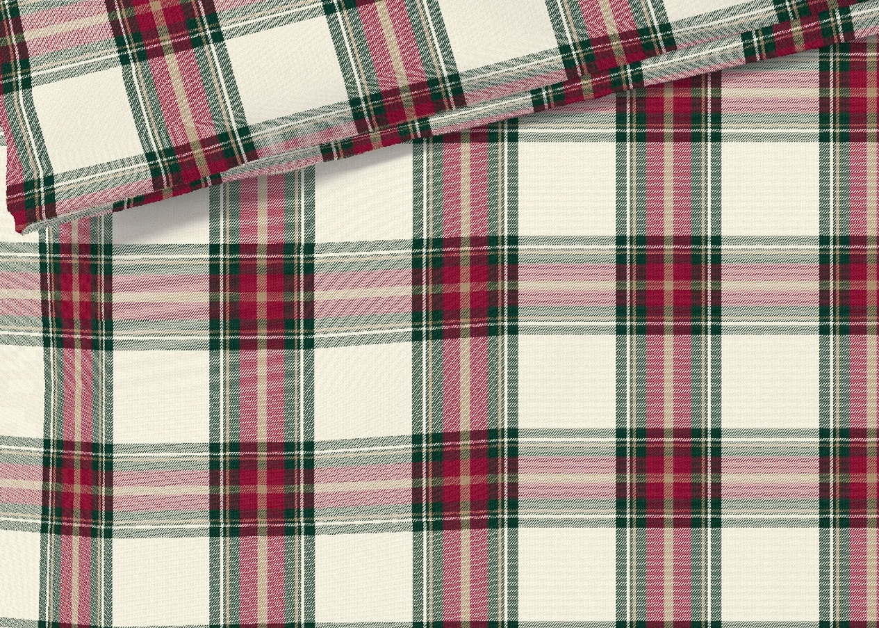 Flanell Bettwäsche-Garnitur Fleuresse Lech-Rot-Beige "Streifen und Karo" – Bild 4