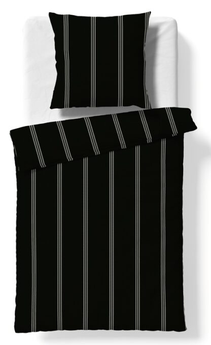 Flanell Bettwäsche-Garnitur Fleuresse Lech-Schwarz "Breite Streifen" – Bild 3