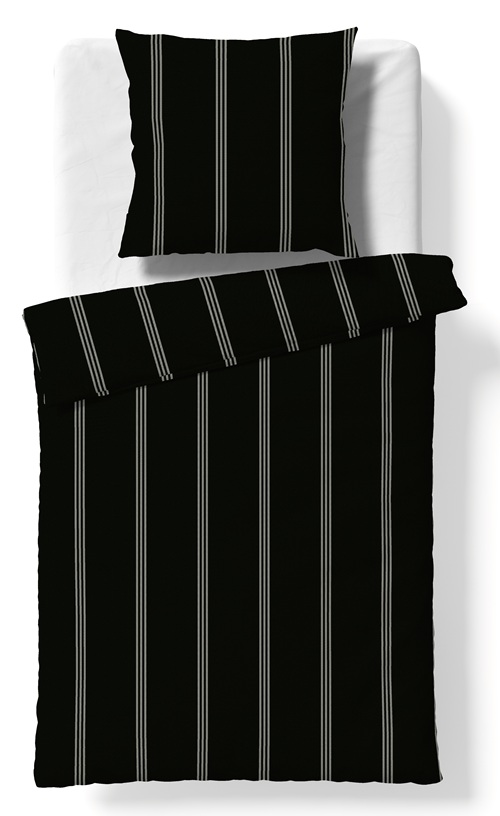 Flanell Bettwäsche-Garnitur Fleuresse Lech-Schwarz "Breite Streifen" – Bild 3