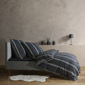 Flanell Bettwäsche Fleuresse Lech in Schwarz-01 mit breiten Streifen