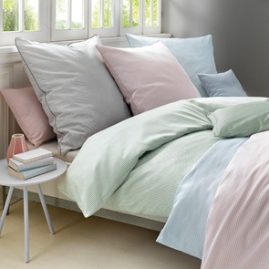 Satin Bettwäsche Fleuresse Modern-Life mit grauen, edlen Nadelstreifen