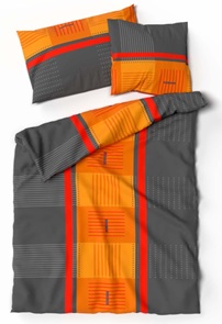 Lotus Hampton grau-orange Bambus Bettwäsche mit grafischem Muster