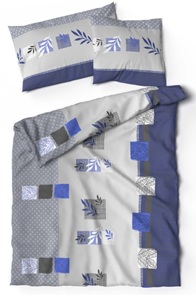 Lotus Xenia blau Bambus Bettwäsche mit grafischem Muster