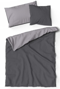 Doubleface Uni-Bettwäsche Lotus Bambus Farbe dunkelgrau