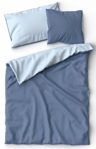 Doubleface Uni-Bettwäsche Lotus Bambus Farbe ozean