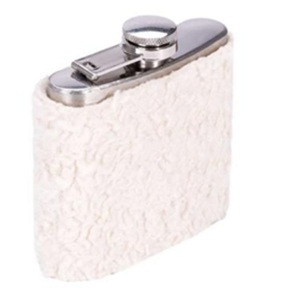 Flachmann 240ml Filzmaxx Fluffy eingefasst aus Baumwoll-Wolle-Gemisch