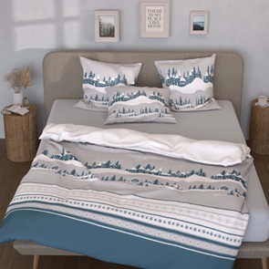 Flanell Bettwäsche Lotus Pontresina aus 100% feinster Baumwolle mit traumhafter Winterlandschaft