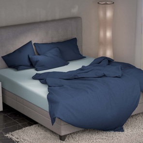 Uni Biber-Bettwäsche Lotus in der Farbe nachtblau aus 100% Baumwoll-Flanell