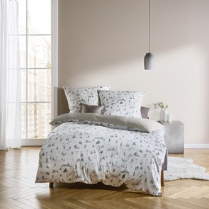 Modern-Elegance Interlock-Jersey Bettwäsche "Skifahrer" in weiss mit Winterdessin