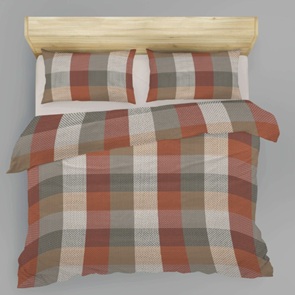 Flanell Bettwäsche Karo brown Allover mit braun-grauem Karodessin