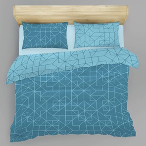 Flanell Wende-Bettwäsche Reckonova blau mit feinem, geometrischem Muster