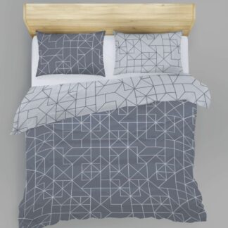 Flanell Wende-Bettwäsche Reckonova grau mit feinem, geometrischem Muster