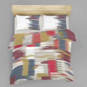 Satin Marken-Bettwäsche Dover mit fliessendem Streifen-Muster in weiss, grau und rot