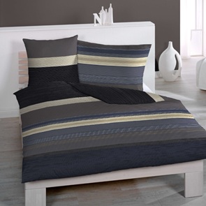 Satin Bettwäsche Score Allover in dunklem Grau und Braun