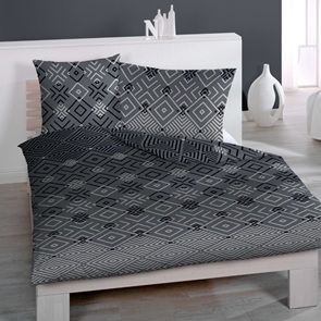 Satin Bettwäsche Trend Allover diagonales Streifendessin in dunklen Grautönen