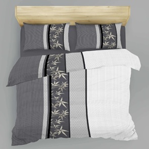 Renforcé-Seersucker Bettwäsche LaBelle Aiko Allover mit Streifen und Bambusblätterdessin