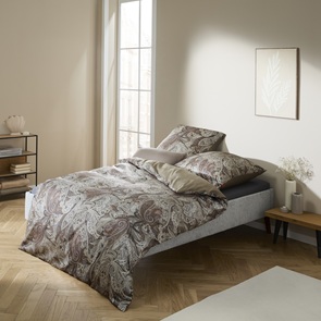 Satin Bettwäsche Fleuresse ModernElegance-S Farbtrend Mokka Mousse mit Paisleymotiv in der Farbe Grau-Braun-07