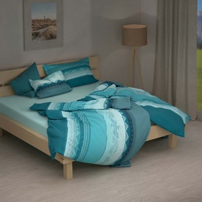 Iwalani petrol Lotus Renforcé-Bettwäsche mit grafischem Paisley-Dessin