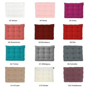 Stuhl- und Sitzkissen Canvas mit 9er Steppung in 18 Farben