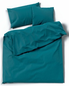 Satin Bettwäsche Lotus uni in der Farbe pazifik in hochwertiger Baumwolle