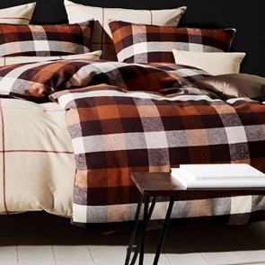Flanell Bettwäsche Fleuresse Braun-Beige mit klassischem Karo in harmonischen Farben