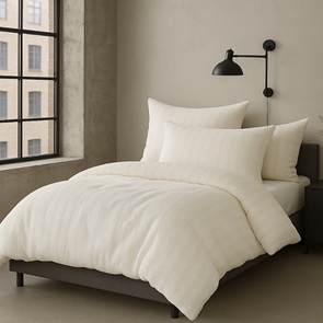 Seersucker-Renforcé Marken-Bettwäsche LaBelle Streifen gelb in gewobener Qualität