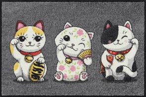 Türvorleger Salonlöwe Lucky Cats grey mit 3 witzigen Katzen