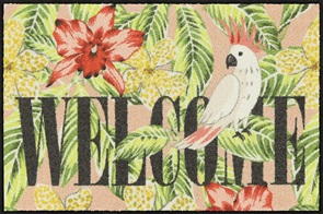 Salonlöwe Türvorleger Tropical Moos mit Orchideen und weissem Kakadu Grösse 50x75cm