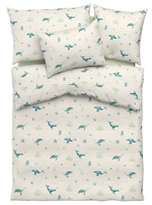 Satin Bettwäsche Tamara-R Acolori Seaworld mit witzigen Tintenfischen, Schildkröten und Orcas