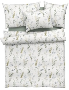Feinsatin Bettwäsche Tamara-R Emotion Kalea mit zartem Blätterdessin in Aquarell