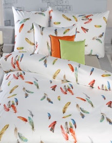 Feinsatin Bettwäsche Tamara-R Emotion Loressa multi mit bunten Federchen